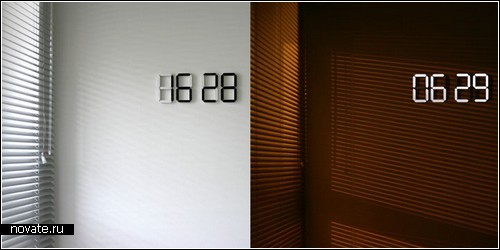 Светодиодные часы вместо занавесок. Концепт